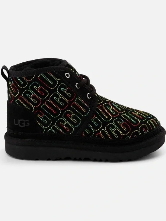 UGG NEUMEL II GRAPHIC STITCH Multi Color BLACK SUEDE BOOTS Chukka Size 13 - Picture 5 of 7